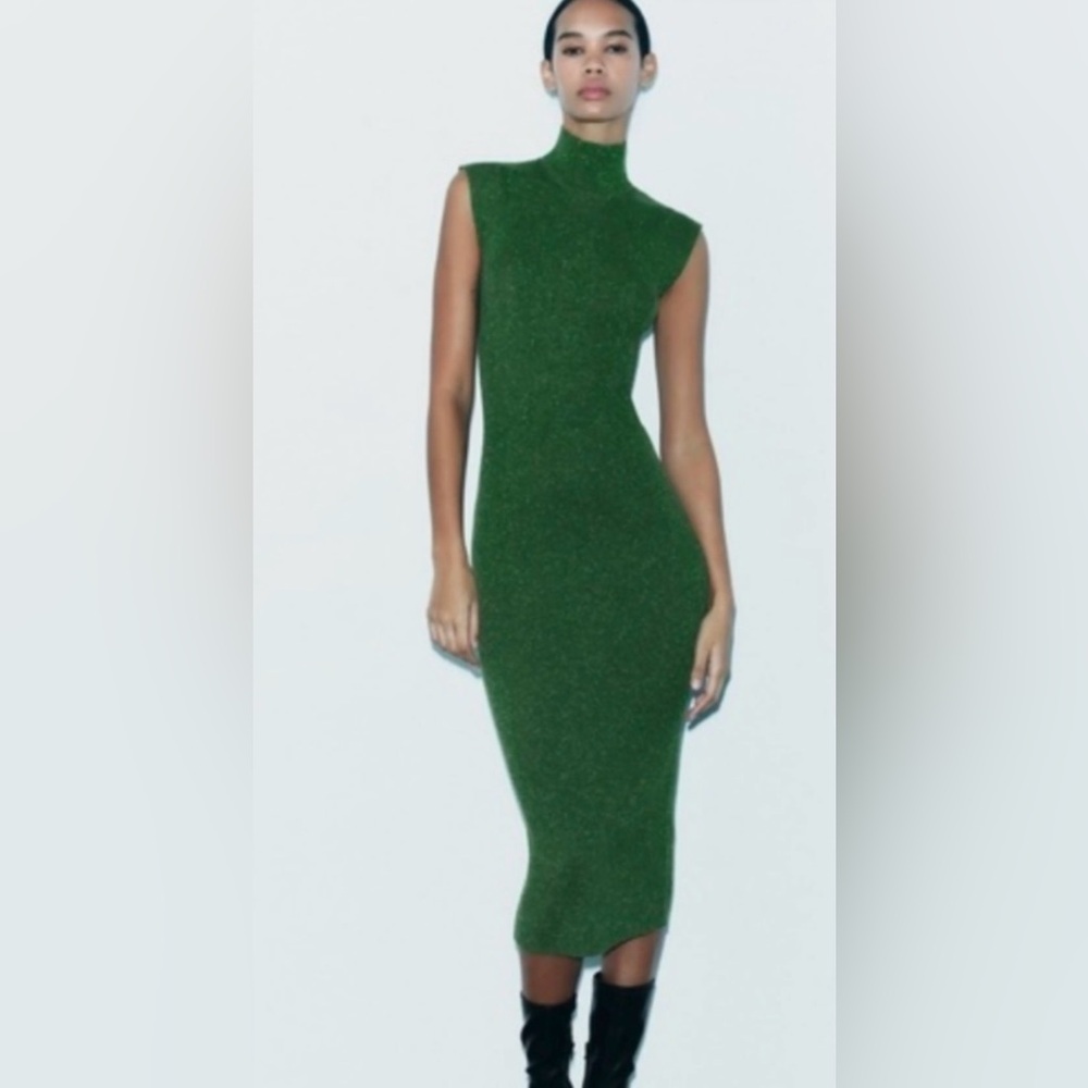 Zara Emerald Green One-Shoulder Midi Dress